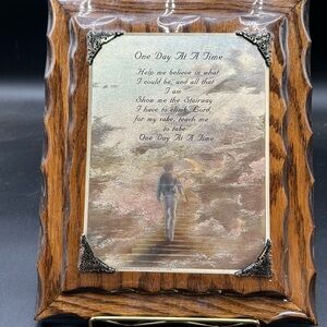 Christian religious one day at a time Wooden Plaque with Inspirational Quote